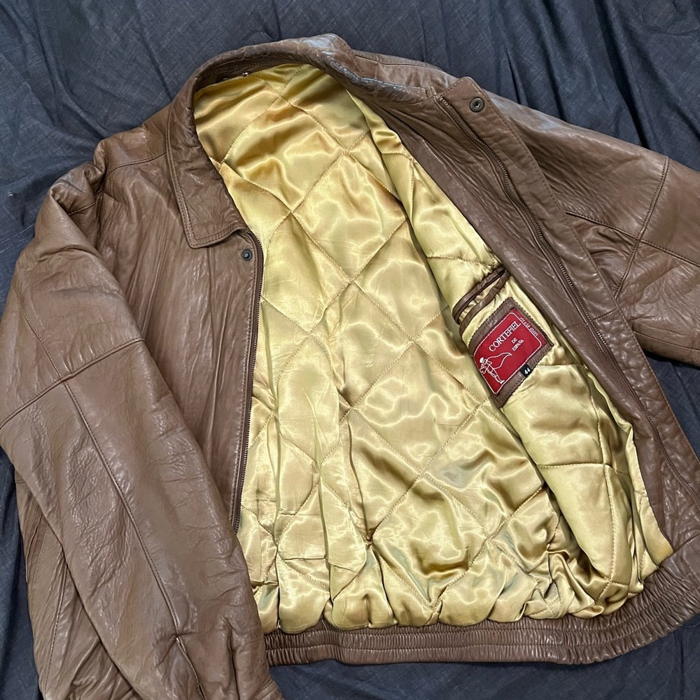 Vintage Cortefiel Leather Bomber Jacket
